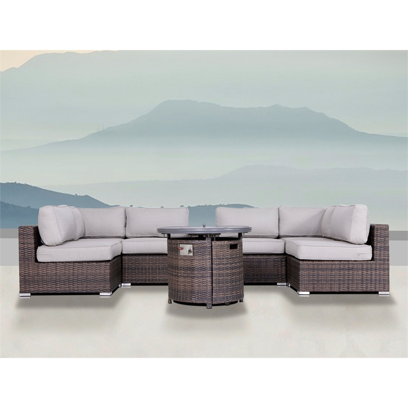 Living Source International Wicker / Rattan 4-Person Seating Group in Brown/Gray
