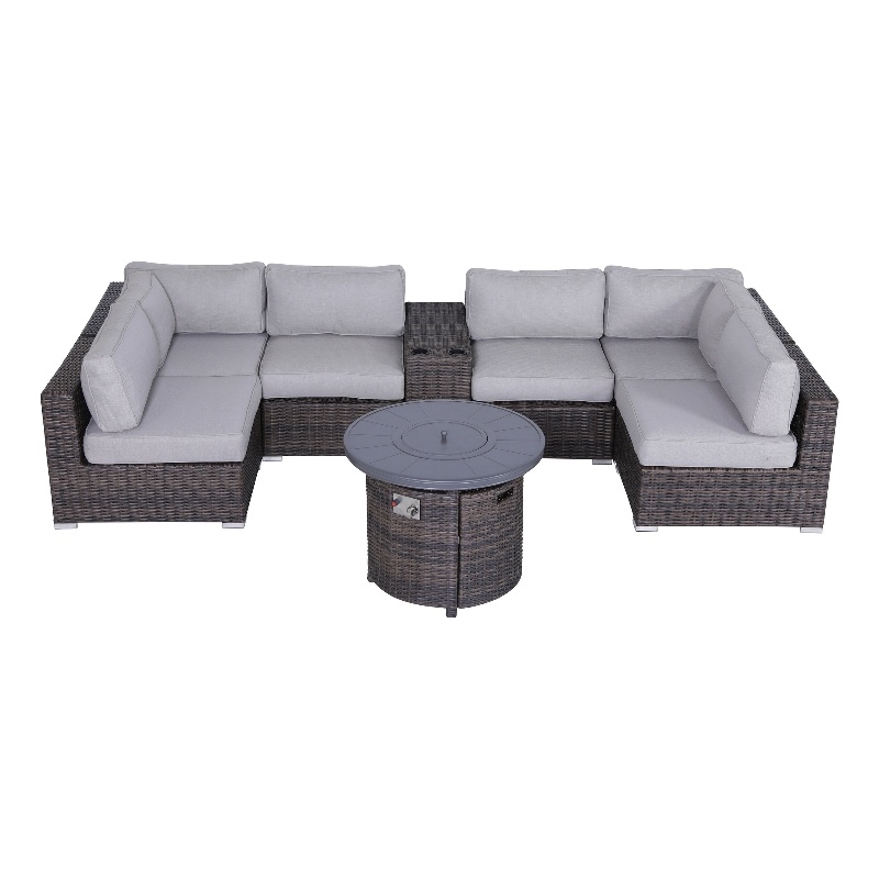 Living Source International Wicker / Rattan 4-Person Seating Group in Brown/Gray