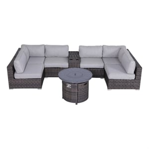 Living Source International Wicker / Rattan 4-Person Seating Group in Brown/Gray