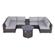 Living Source International Wicker / Rattan 4-Person Seating Group in Brown/Gray