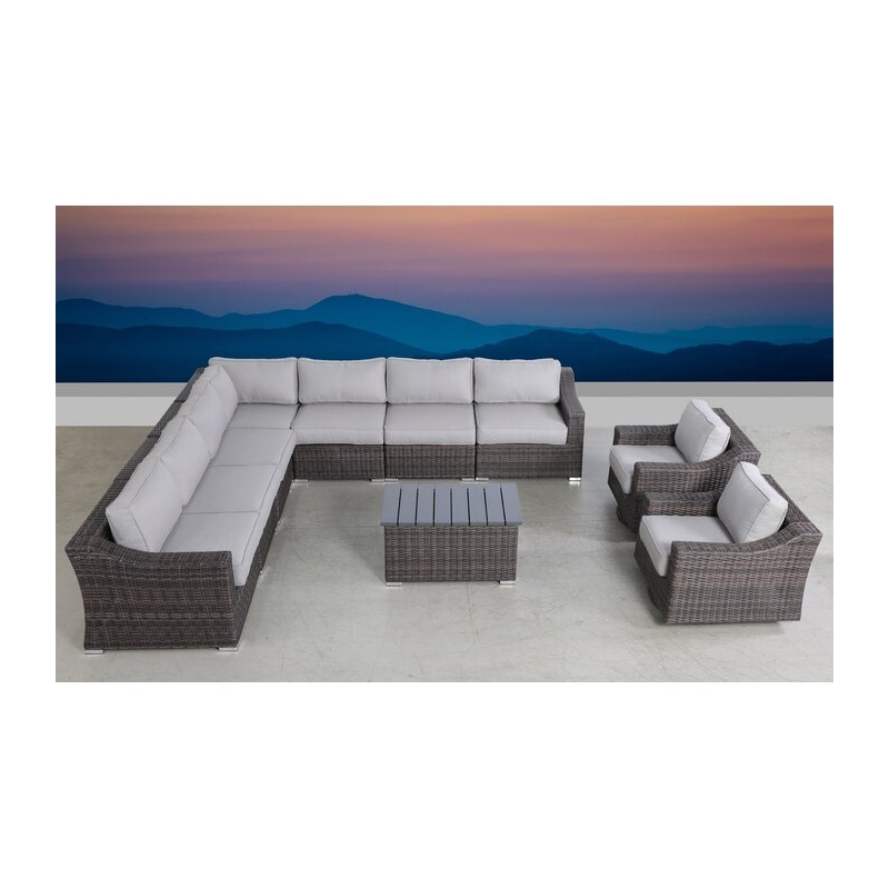 Living Source International Wicker / Rattan 8 - Person Seating Group in Brown