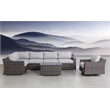 Living Source International 7-PC Wicker / Rattan Sectional Seating Group in Gray
