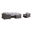Living Source International 7-PC Wicker / Rattan Sectional Seating Group in Gray