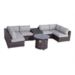 Living Source International Wicker / Rattan 4 Piece Seating Group in Brown/Gray
