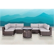Living Source International Wicker / Rattan 4 Piece Seating Group in Brown/Gray