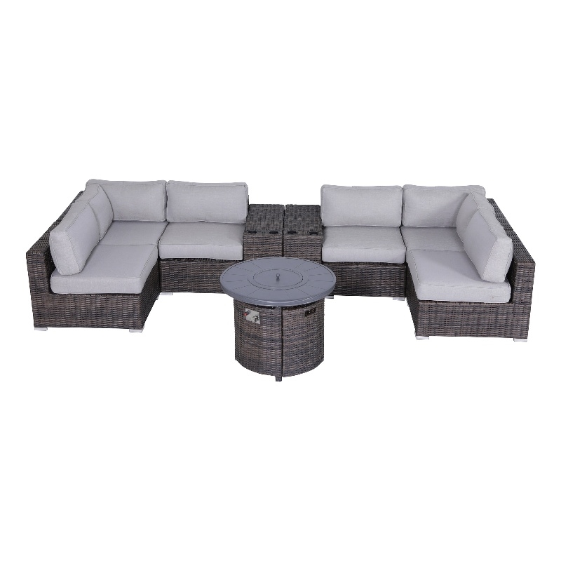 Living Source International Wicker / Rattan 4 Piece Seating Group in Brown/Gray