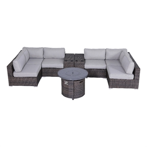 Living Source International Wicker / Rattan 4 Piece Seating Group in Brown/Gray