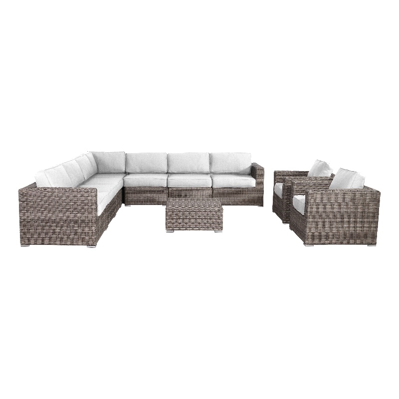Living Source International 8-Person Wicker / Rattan Seating Group in Gray/White