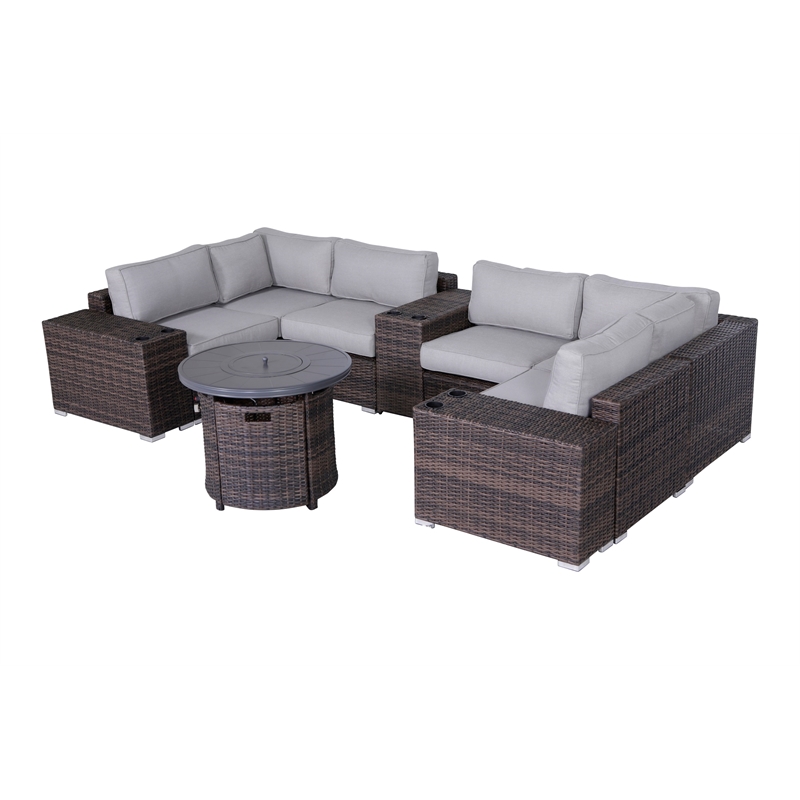 Living Source International Wicker / Rattan 4 Person Seating Group in Brown/Gray