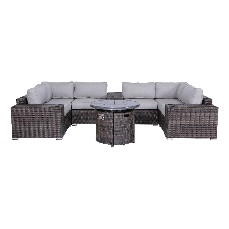 Living Source International Wicker / Rattan 4 Person Seating Group in Brown/Gray
