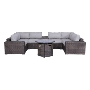 Living Source International Wicker / Rattan 4 Person Seating Group in Brown/Gray