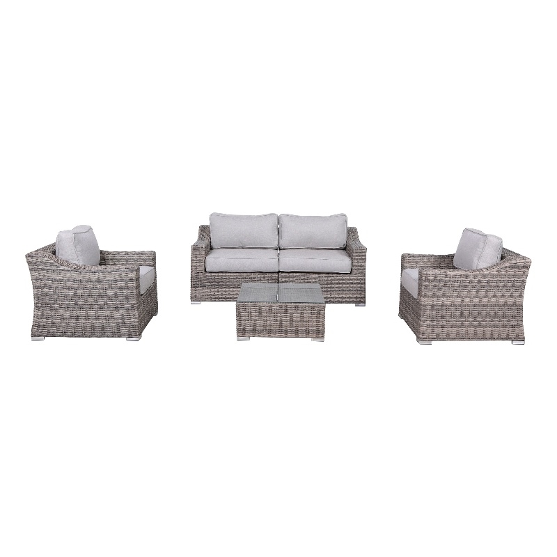 Living Source International Wicker / Rattan 4 - Person Seating Group in Gray