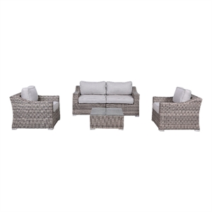 Living Source International Wicker / Rattan 4 - Person Seating Group in Gray
