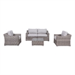Living Source International Wicker / Rattan 4 - Person Seating Group in Gray