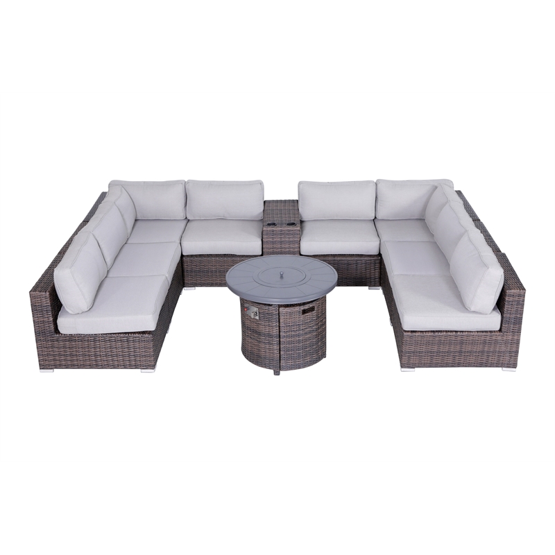 Living Source International Wicker / Rattan 6 Person Seating Group in Brown/Gray
