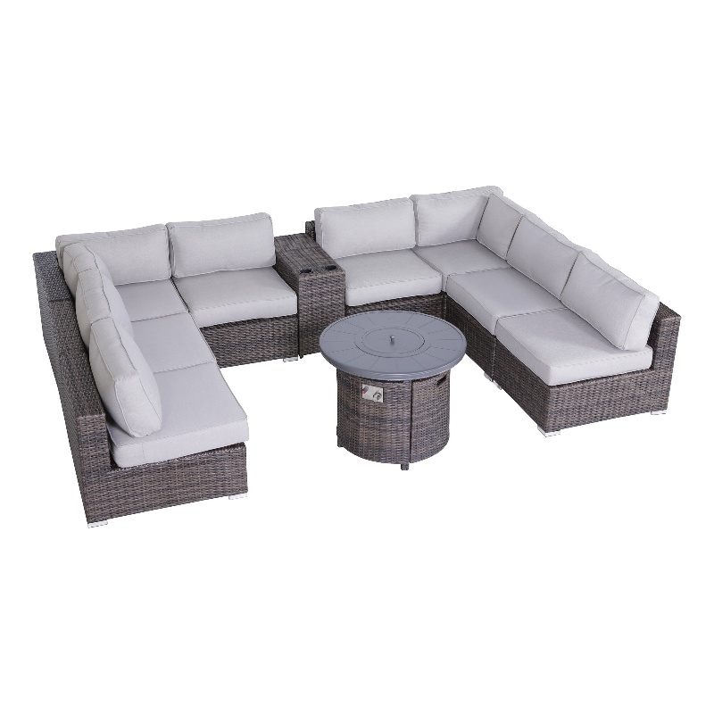 Living Source International Wicker / Rattan 6 Person Seating Group in Brown/Gray
