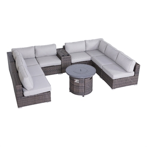 Living Source International Wicker / Rattan 6 Person Seating Group in Brown/Gray