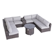 Living Source International Wicker / Rattan 6 Person Seating Group in Brown/Gray