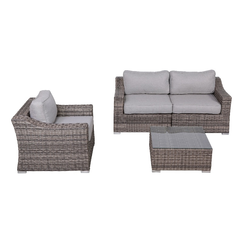Living Source International 4 Piece Wicker / Rattan Sofa Seating Group in Gray