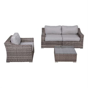 Living Source International 4 Piece Wicker / Rattan Sofa Seating Group in Gray