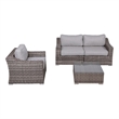 Living Source International 4 Piece Wicker / Rattan Sofa Seating Group in Gray