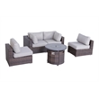 Living Source International Wicker / Rattan 4 Piece Seating Group in Brown/Gray