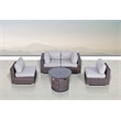 Living Source International Wicker / Rattan 4 Piece Seating Group in Brown/Gray