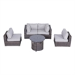 Living Source International Wicker / Rattan 4 Piece Seating Group in Brown/Gray