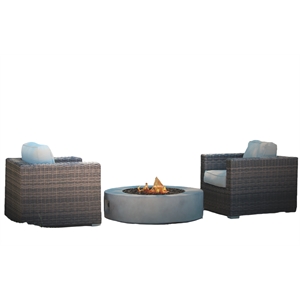 Living Source Intl 2 Person Wicker / Rattan Seating Group  & Firepit in Brown
