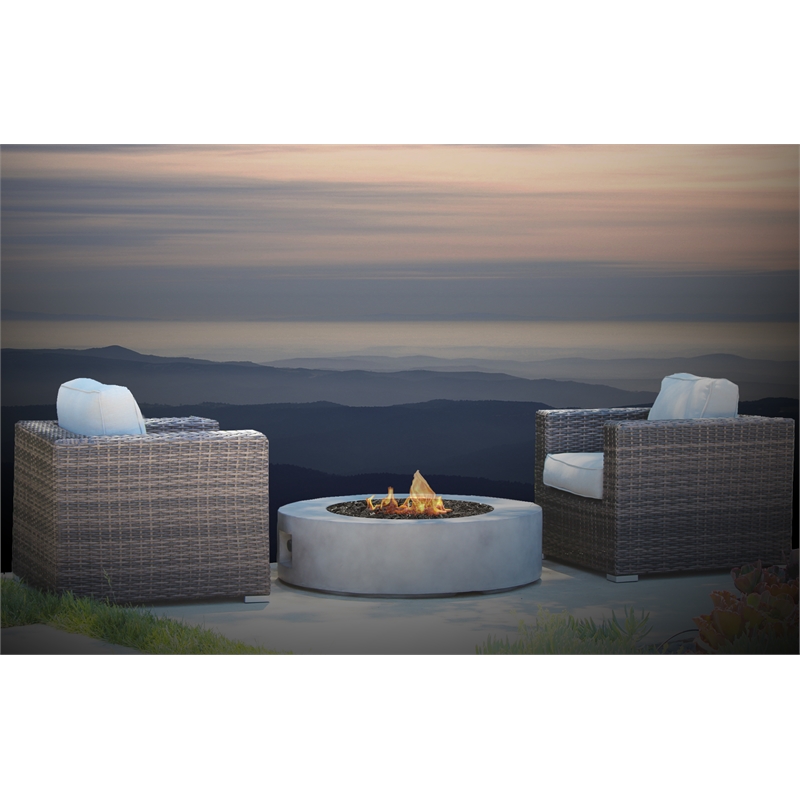 Living Source Intl 2 Person Wicker / Rattan Seating Group  & Firepit in Brown