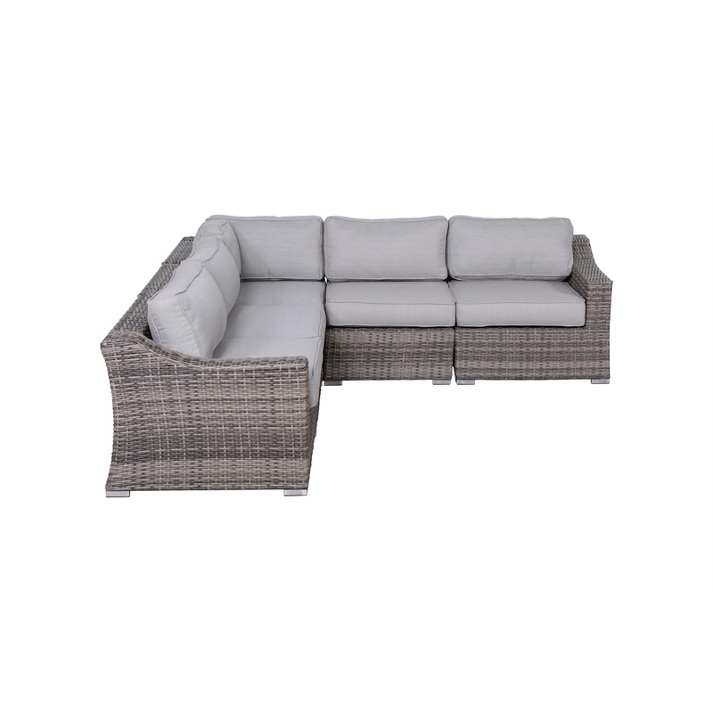 Living Source International Wicker / Rattan 4-Person Seating Group in Gray
