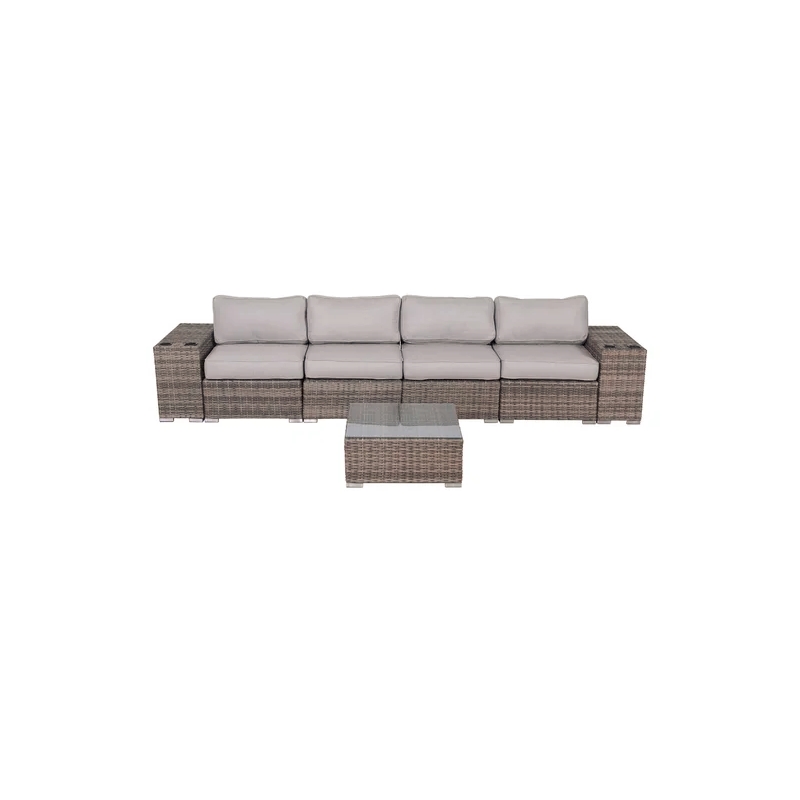 Living Source 7 Piece Wicker / Rattan Sofa Seating Group with Cushions in Gray