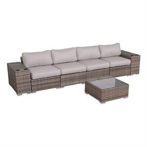 Living Source 7 Piece Wicker / Rattan Sofa Seating Group with Cushions in Gray