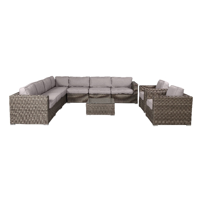 Living Source International 8-Person Wicker / Rattan Seating Group in Gray/Taupe