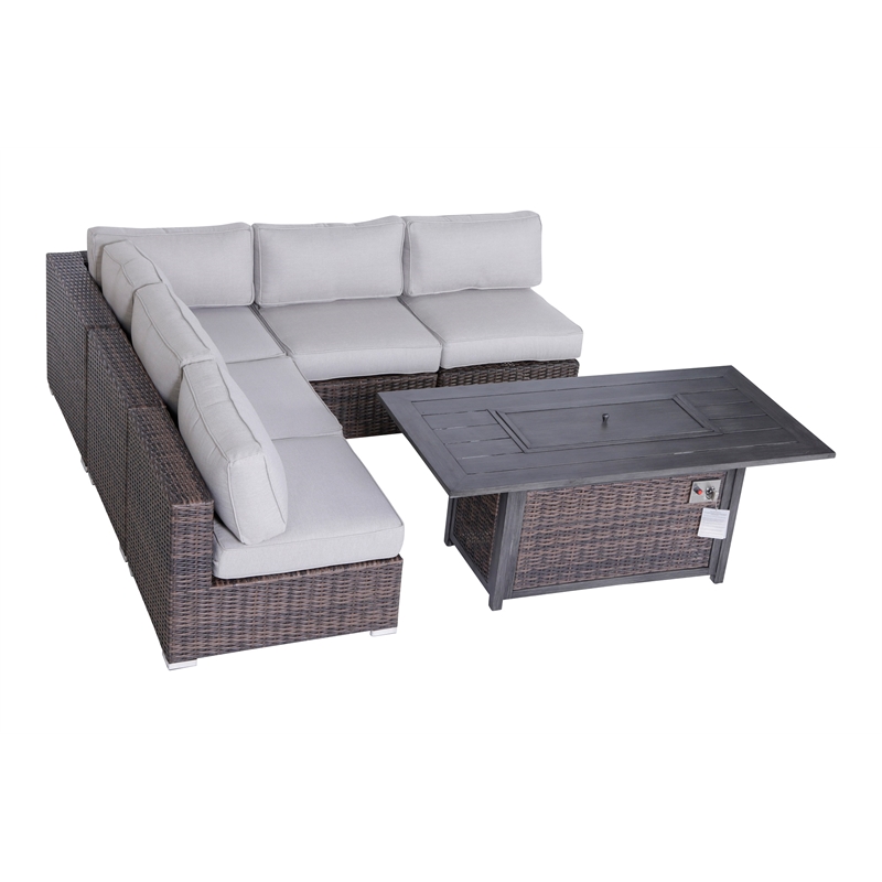 Living Source International Wicker / Rattan 4 - Person Seating Group in Brown