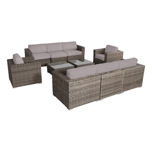 Living Source International 8-Person Wicker / Rattan Seating Group in Gray/Taupe