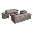 Living Source International 8-Person Wicker / Rattan Seating Group in Gray/Taupe