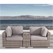Living Source International 3 Piece Wicker / Rattan Seating Group in Gray/Taupe