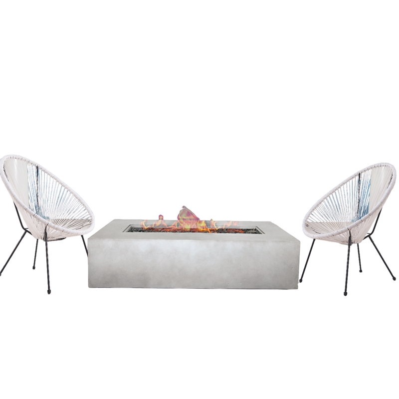 Living Source International 2 - Person Metal Seating Group With Firepit in White
