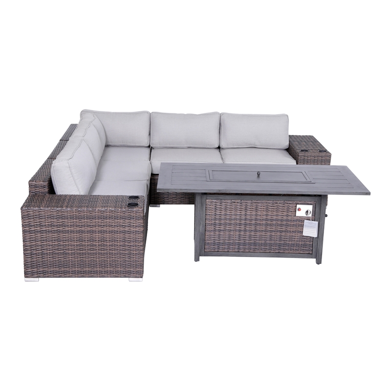 Living Source International Wicker / Rattan 4-Person Seating Group in Brown