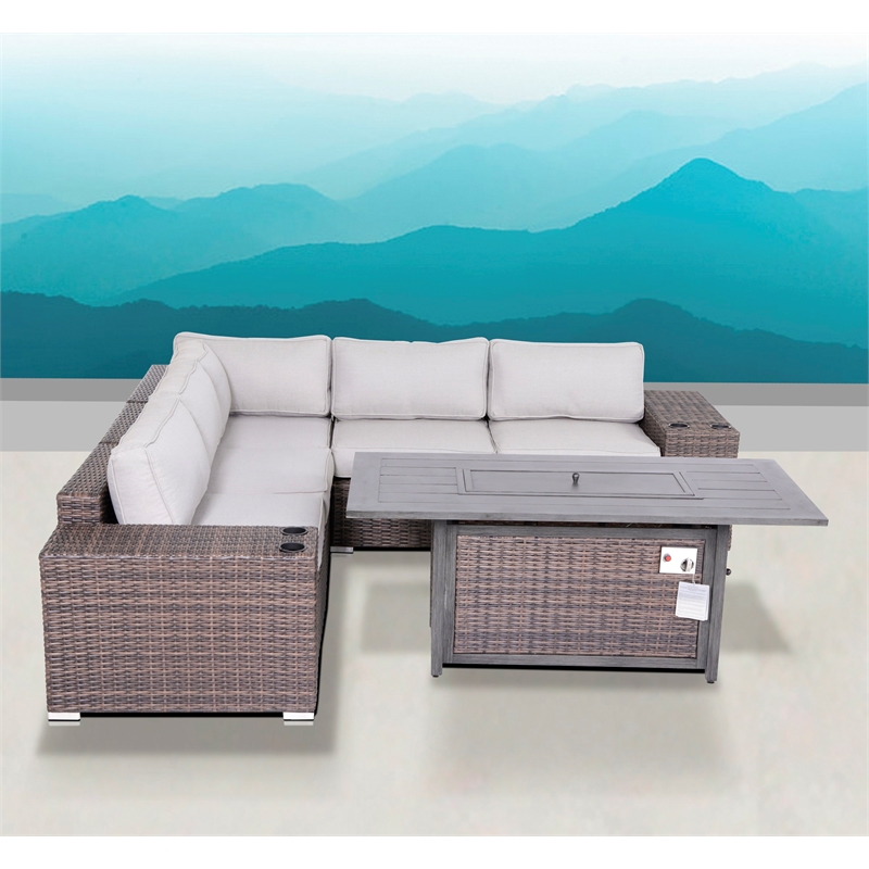 Living Source International Wicker / Rattan 4-Person Seating Group in Brown