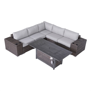 Living Source International Wicker / Rattan 4-Person Seating Group in Brown