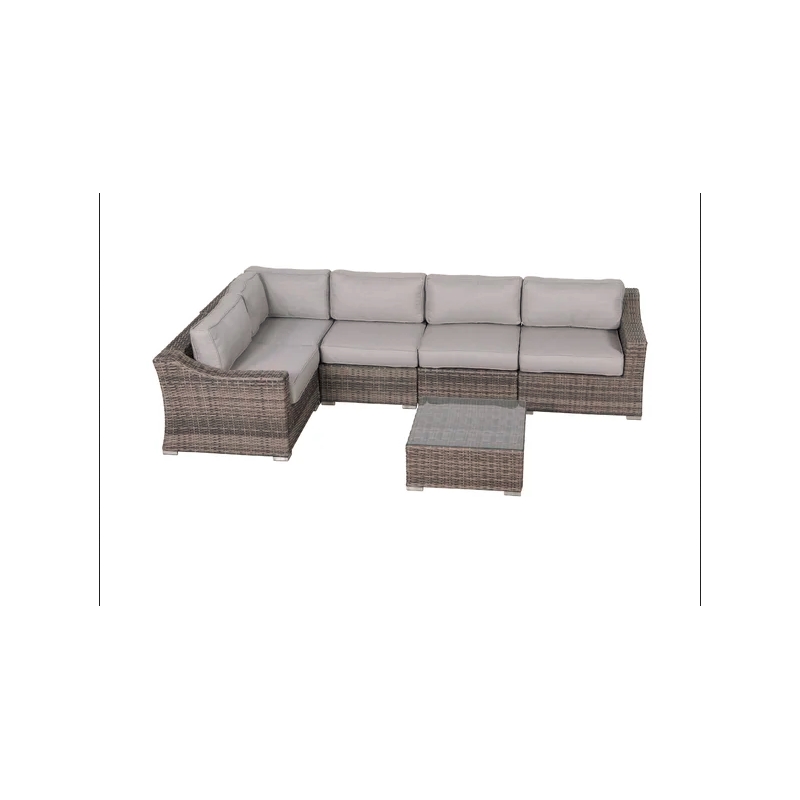 Living Source Intl 6 Piece Wicker / Rattan Sectional Set w/ Cushions in Gray