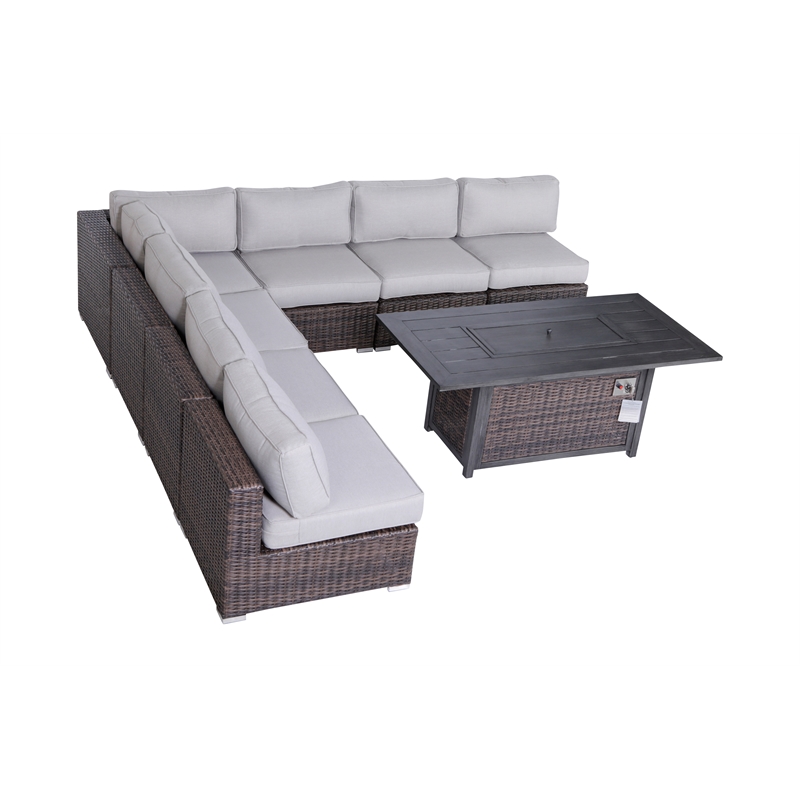 Living Source International Wicker / Rattan 2-Person Seating Group in Brown/Gray