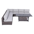 Living Source International Wicker / Rattan 2-Person Seating Group in Brown/Gray