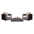 Living Source 2 Person Wicker / Rattan Seating Chair w/Firepit in Brown/Charcoal