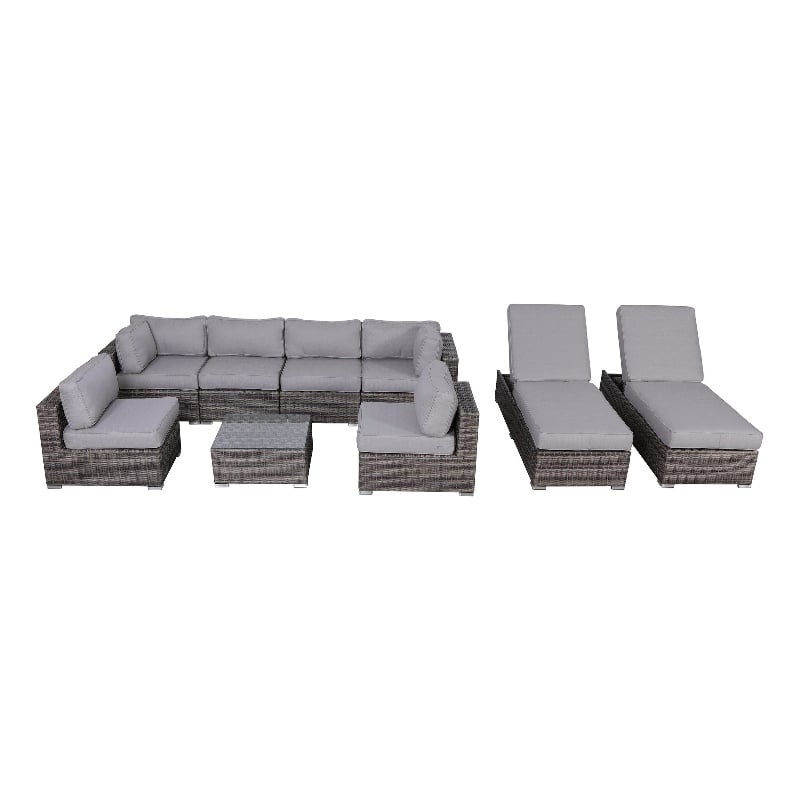 Living Source International Wicker / Rattan 8 - Person Seating Group in Gray