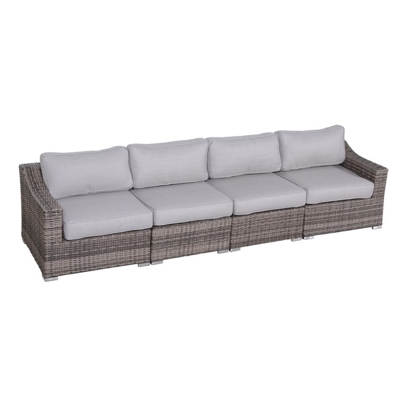 Living Source International Wicker / Rattan 4 - Person Seating Group in Gray