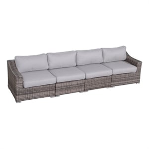 Living Source International Wicker / Rattan 4 - Person Seating Group in Gray