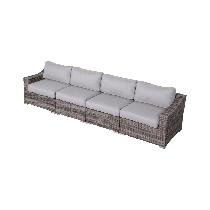 Living Source International Wicker / Rattan 4 - Person Seating Group in Gray